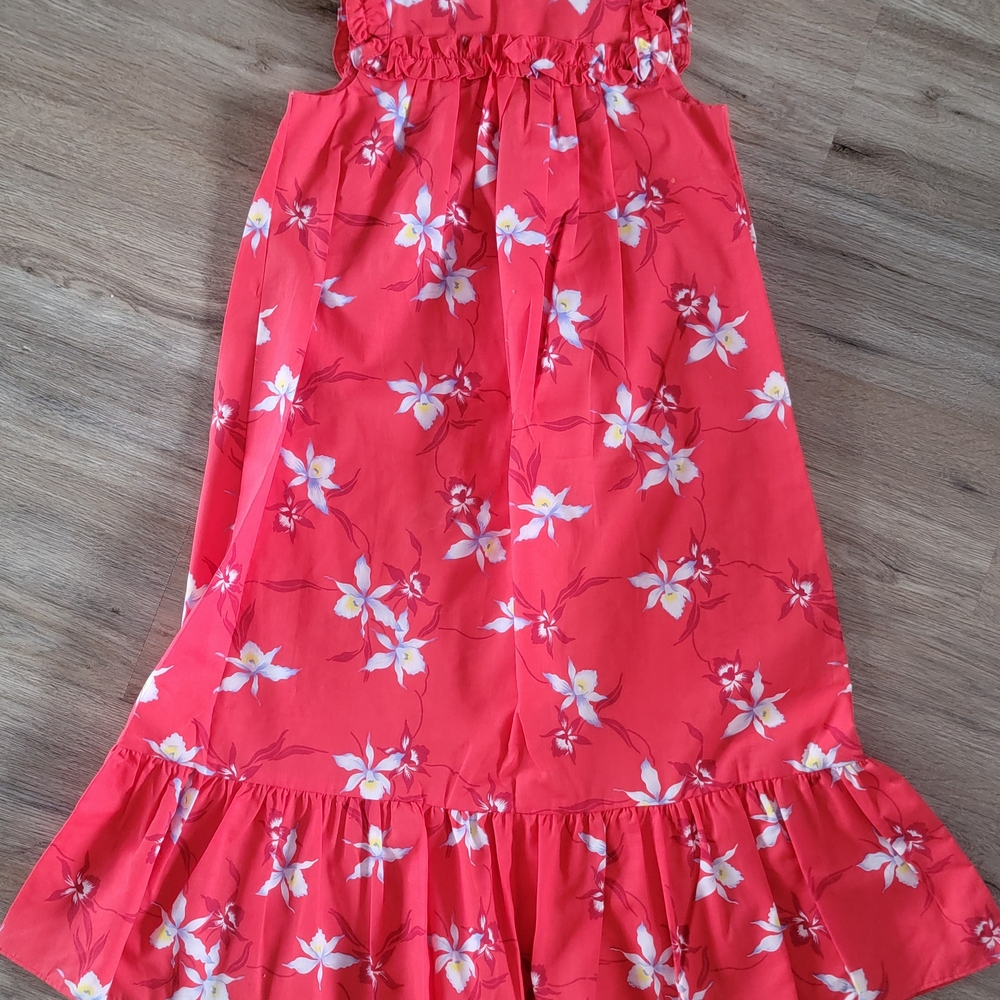 Nikky Hawaiian Dress Girls Size 6 Floral Print Cotton Ruffle Long